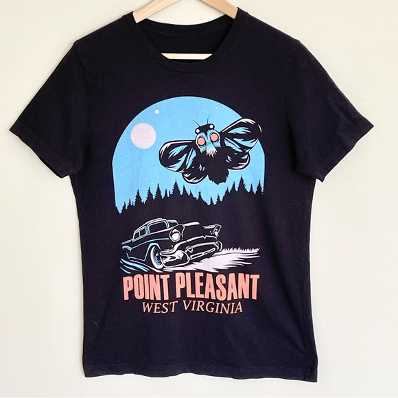 Mothman Point Pleasant West Virginia Graphic Black T Shirt Adult Size Medium - Picture 3 of 9